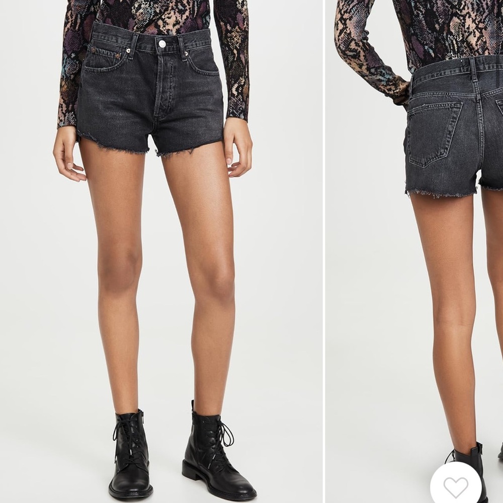 Agolde Black Jean Shorts High-Waisted Distressed